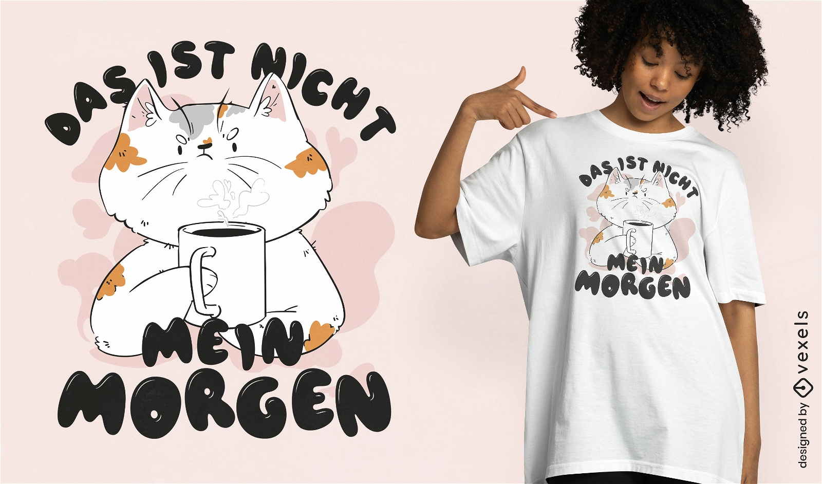 Desenho de camiseta de gato bravo com caf?