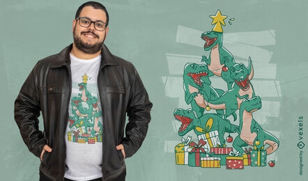 Dinosaurs as christmas tree t-shirt design