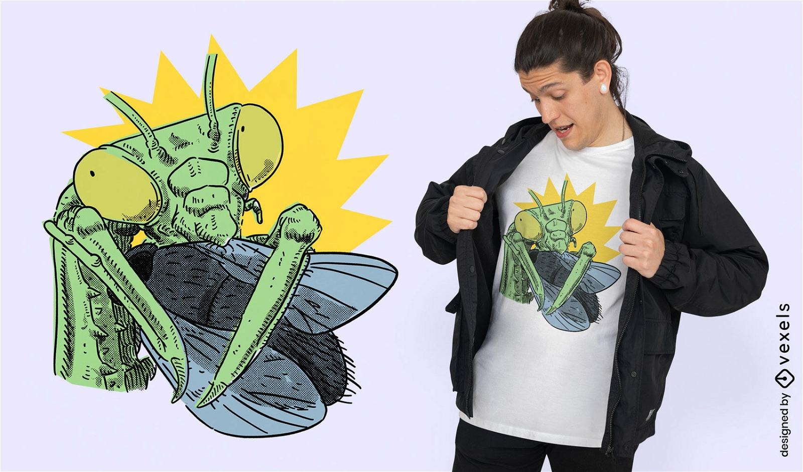 Gottesanbeterin-Insekten-T-Shirt-Design