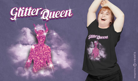 Camiseta de silhueta rainha do diabo com brilho psd
