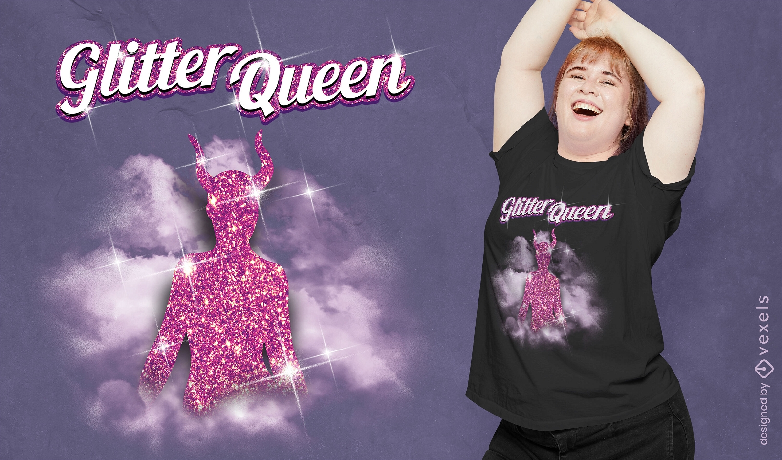 Glitter devil queen silhouette t-shirt psd