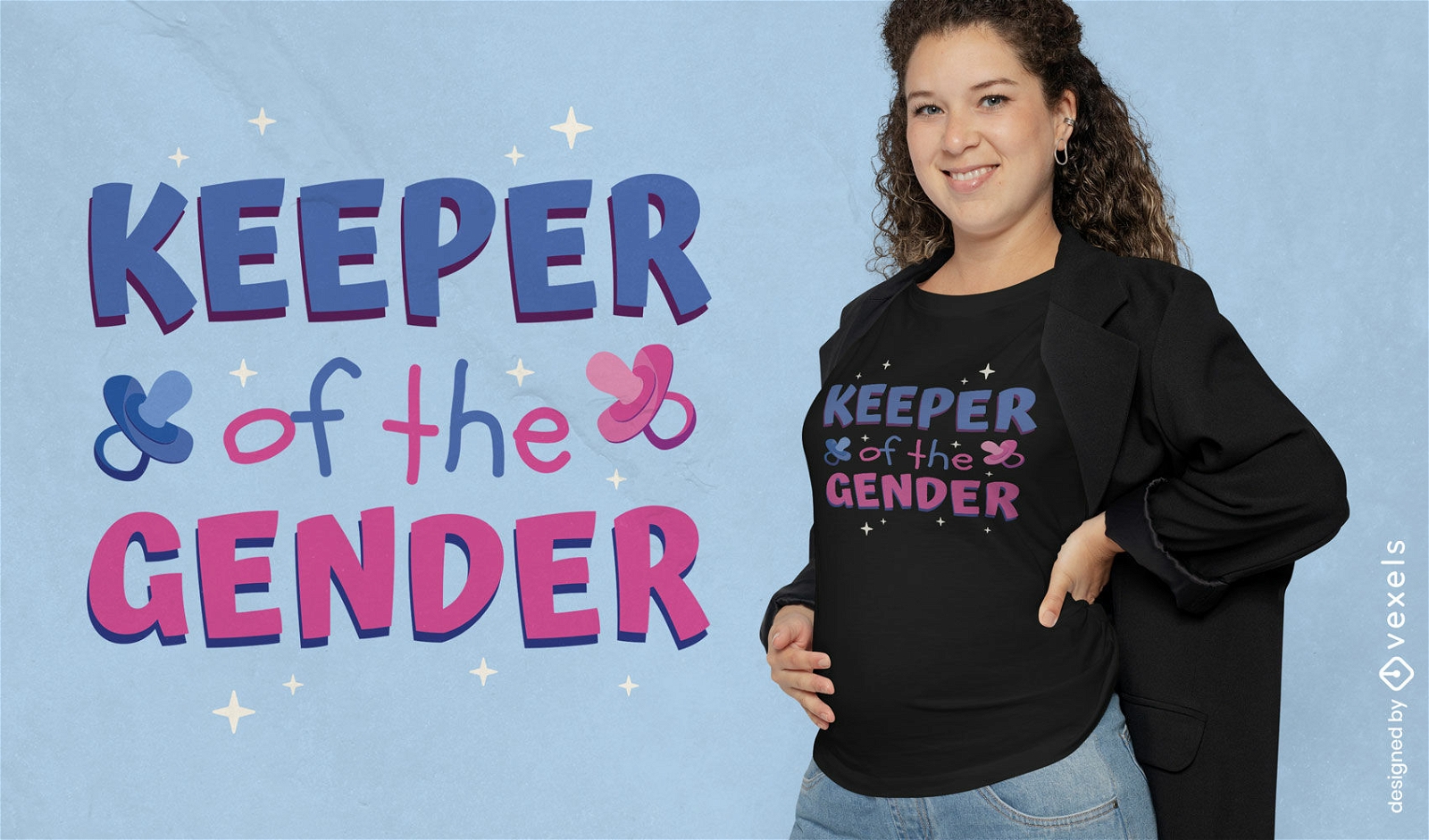 Diseño de camiseta de embarazo de guardián de género.