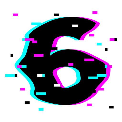 O número seis em cores neon Desenho PNG