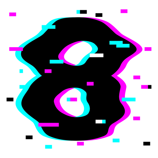 Die Zahl 8 in blauen und rosa Punkten PNG-Design