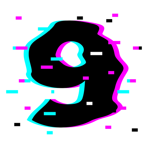 Image of a neon number nine PNG Design