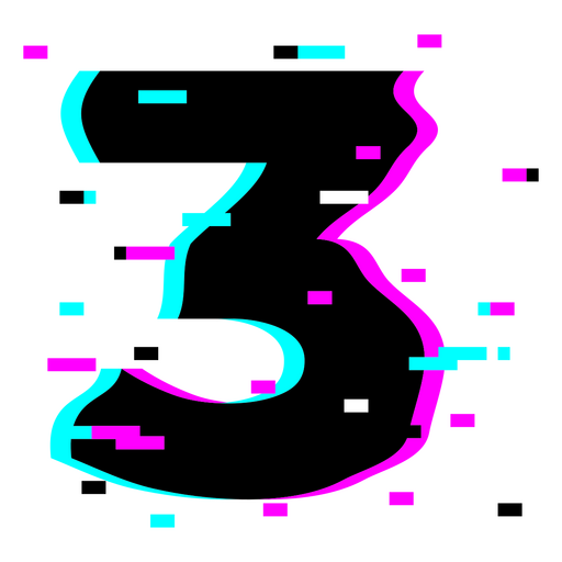 Número pixelizado azul e rosa 3 Desenho PNG