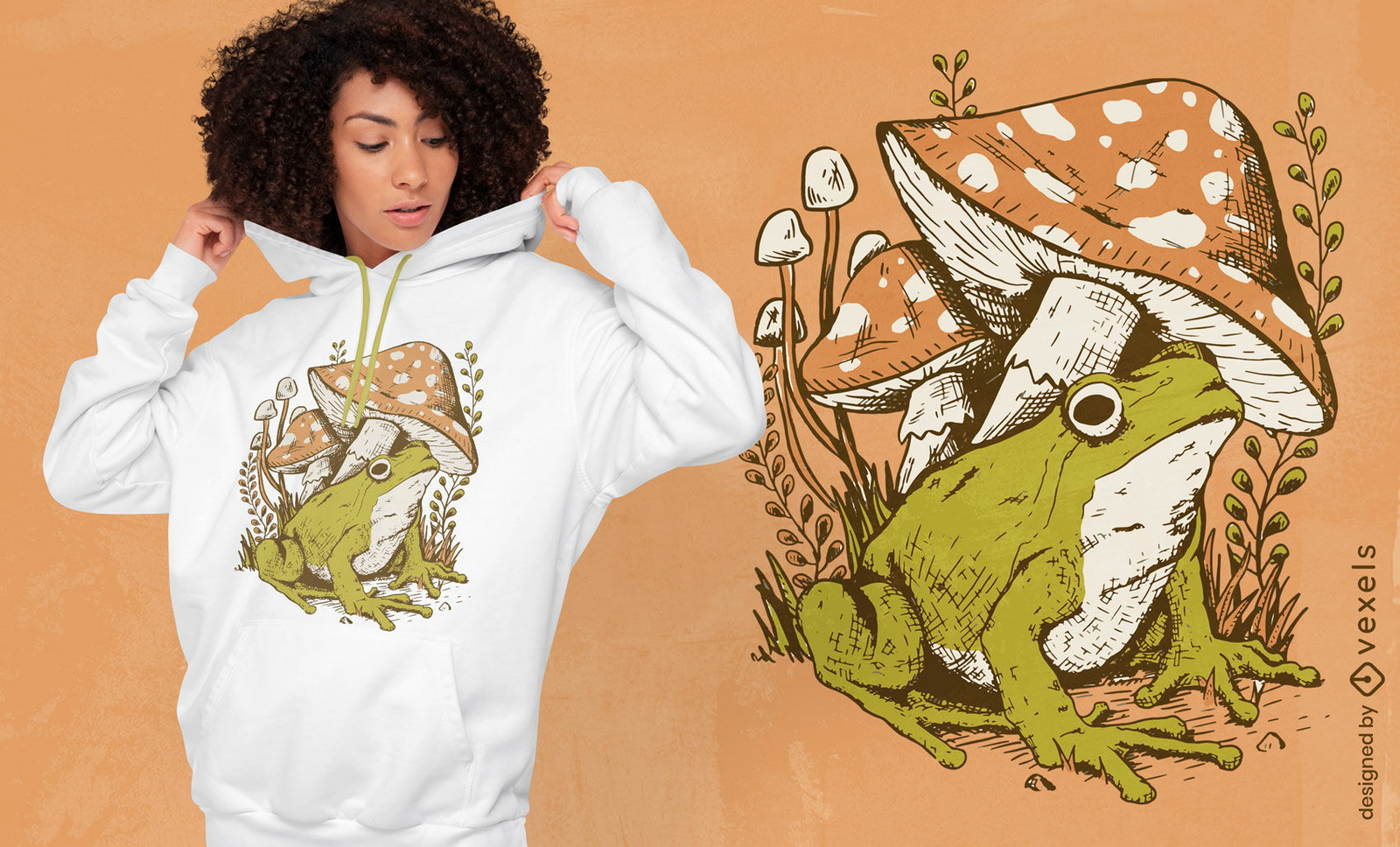 Cottage Core Kröte und Pilze T-Shirt Design