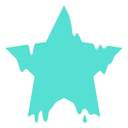 Teal star with dripping paint on it PNG Design
