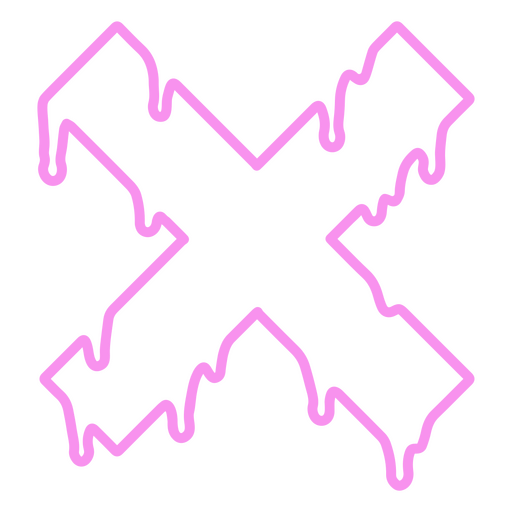 Pink dripping x outline PNG Design