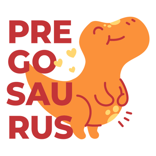 Cartoon dinosaur with the words pre go saurus PNG Design