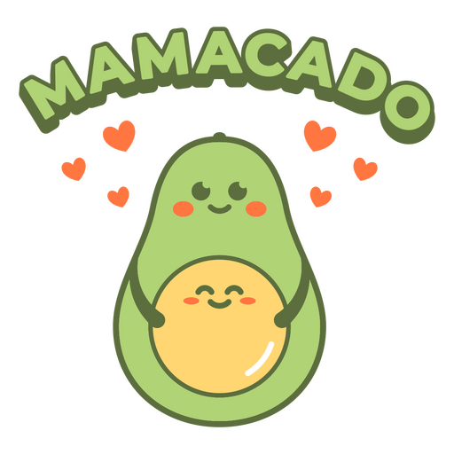Cute avocado with the words mamacado on it PNG Design