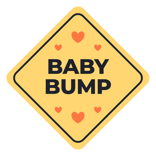 Yellow sign that says baby bump PNG Design