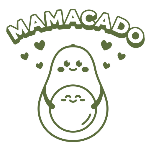 Grüne Avocado mit der Aufschrift Mamacado darauf PNG-Design