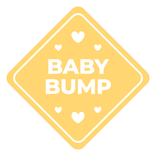 Gelbes Warnschild mit der Aufschrift ?Babybauch?. PNG-Design