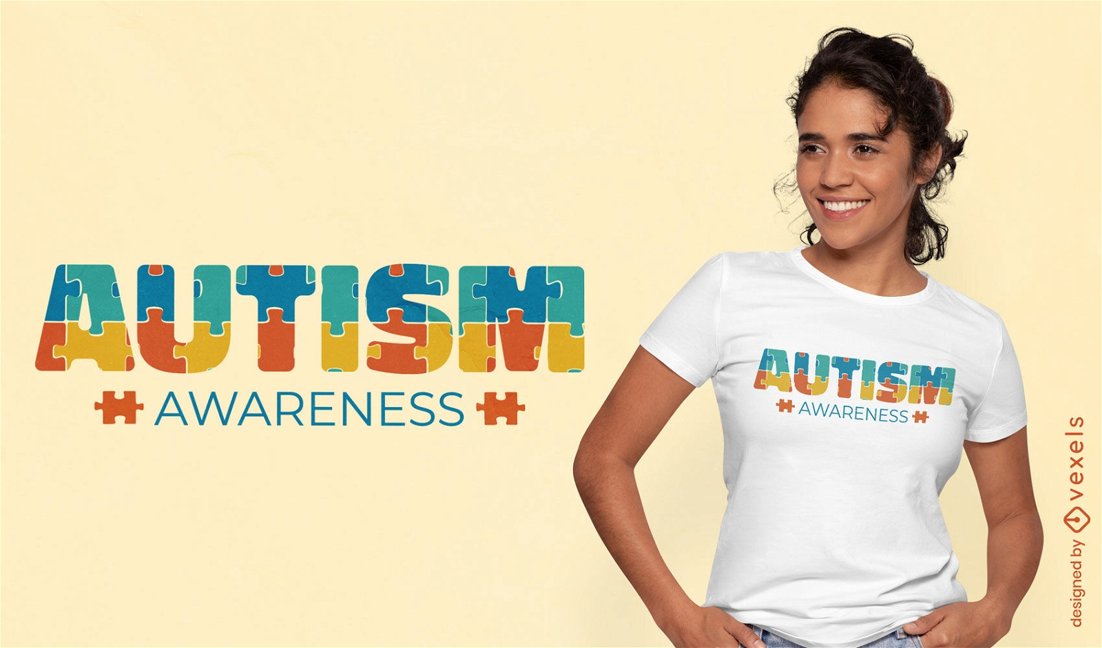 Diseño de camiseta de signo de rompecabezas de conciencia de autismo