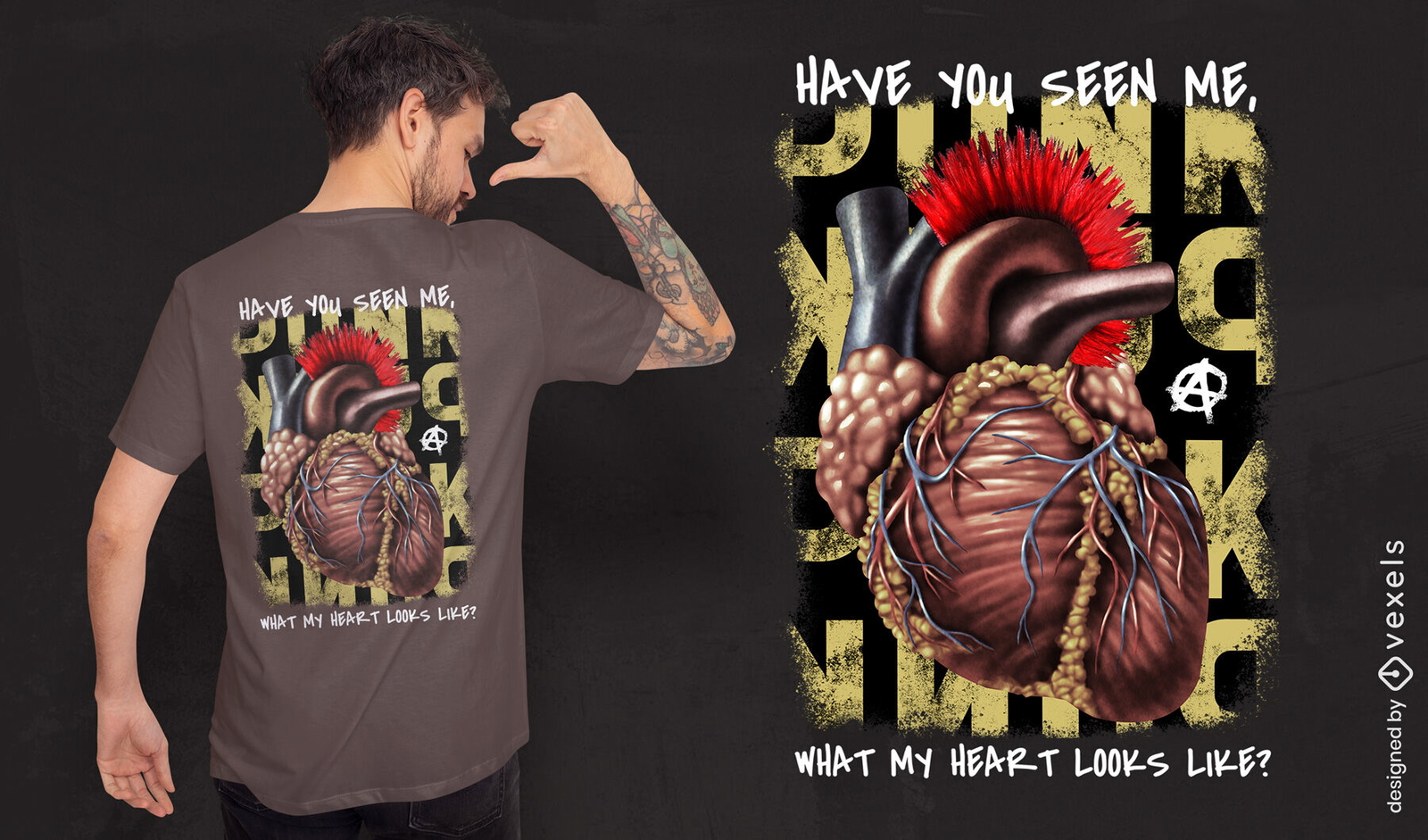 Diseño de camiseta de corazón punk