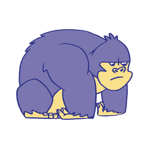 Gorila de dibujos animados sentado Diseño PNG