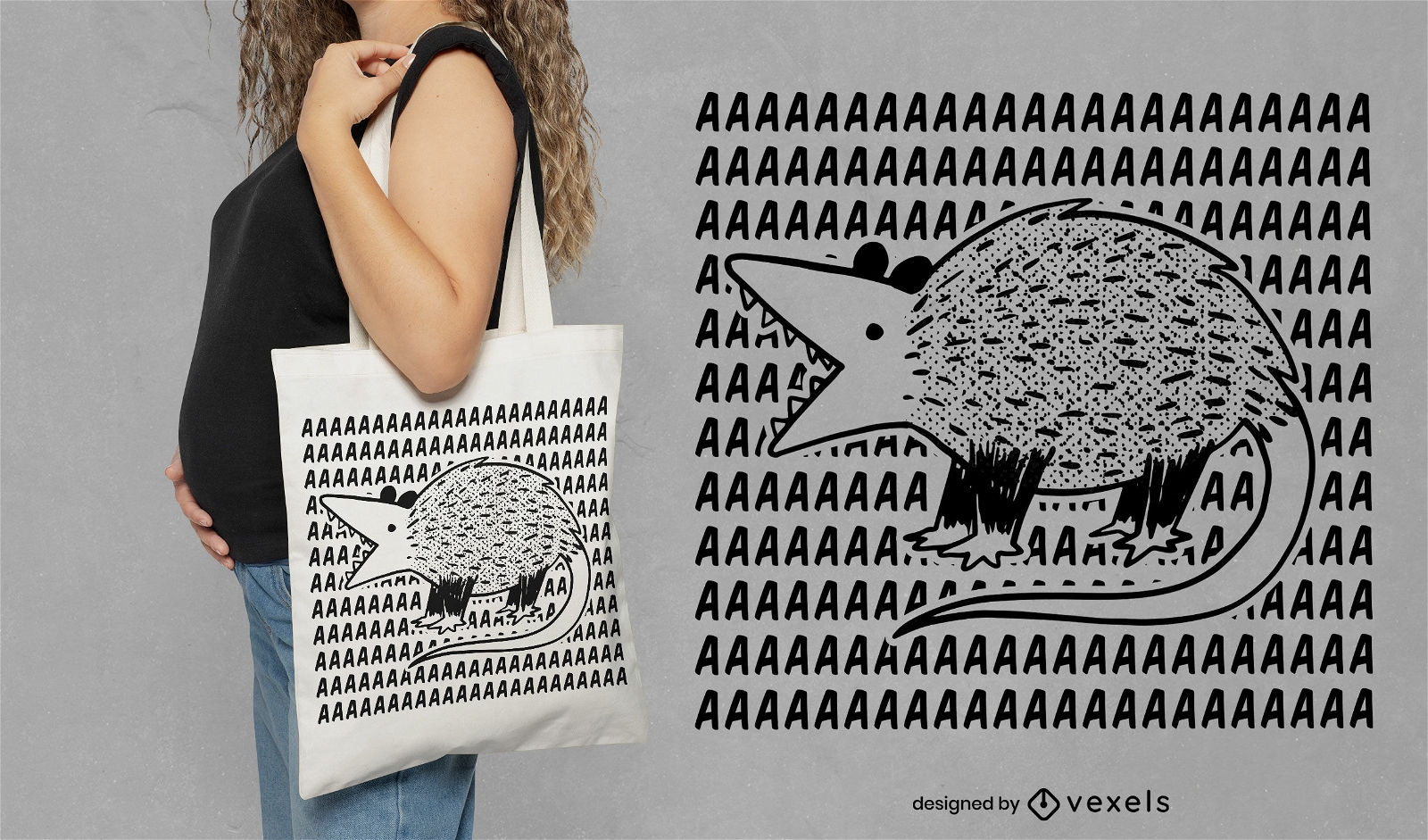 Diseño de bolsa de asas de animales de zarigüeya gritando