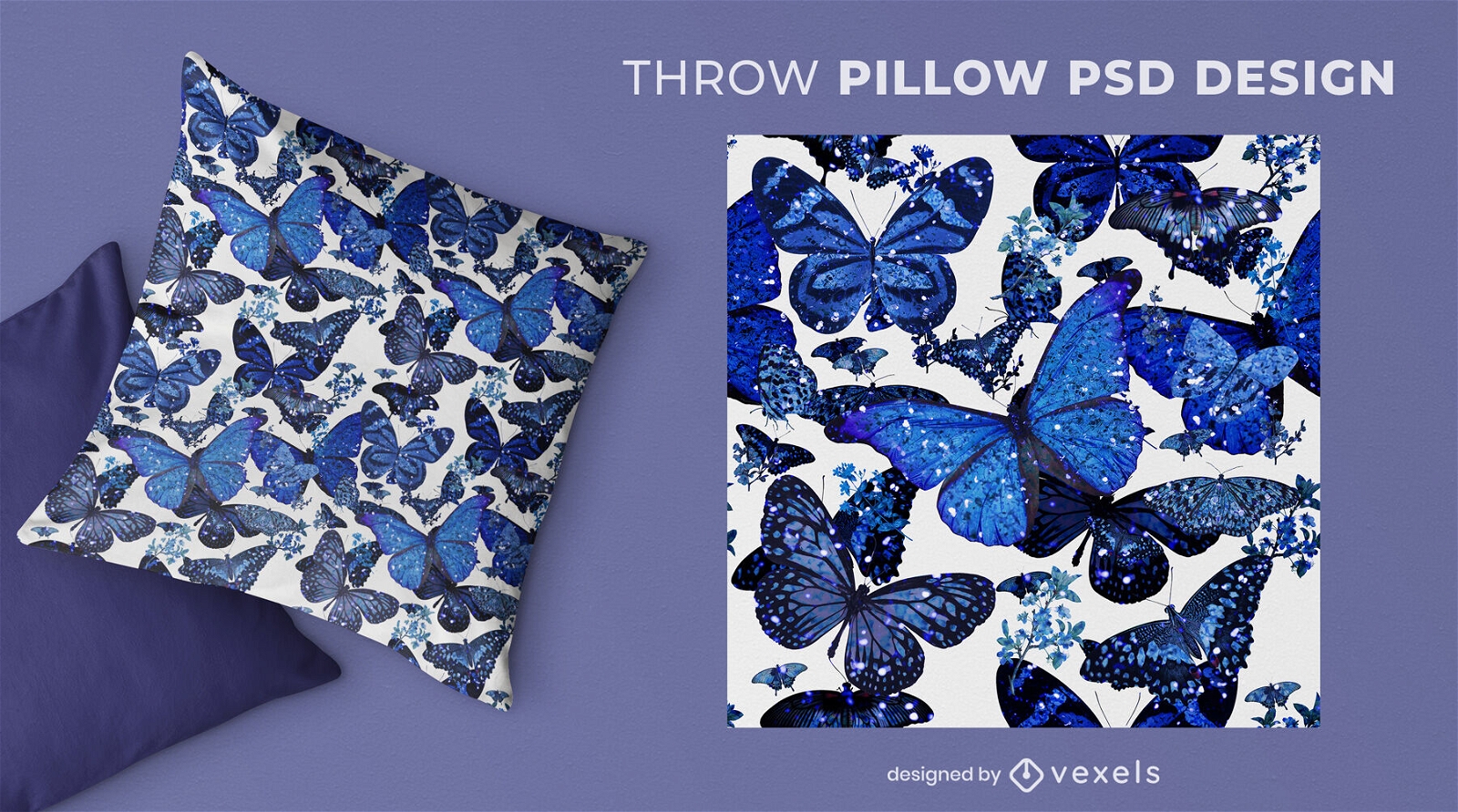 Diseño de almohada de tiro de mariposas azules