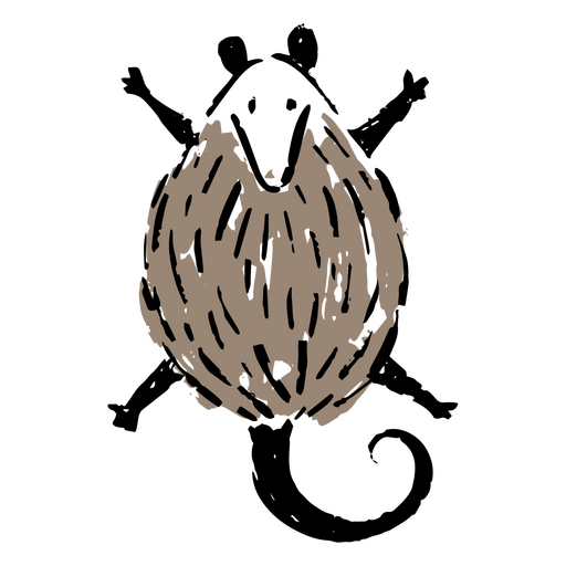 Ilustración de una zarigüeya con extremidades extendidas Diseño PNG