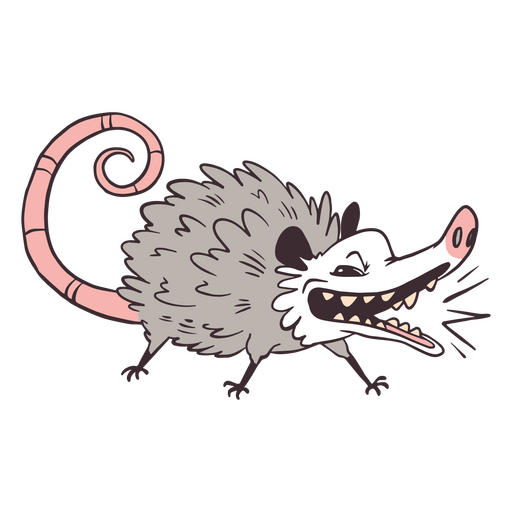 Cartoon possum with its mouth open PNG Design