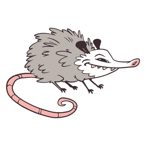 Smirking cartoon opossum PNG Design