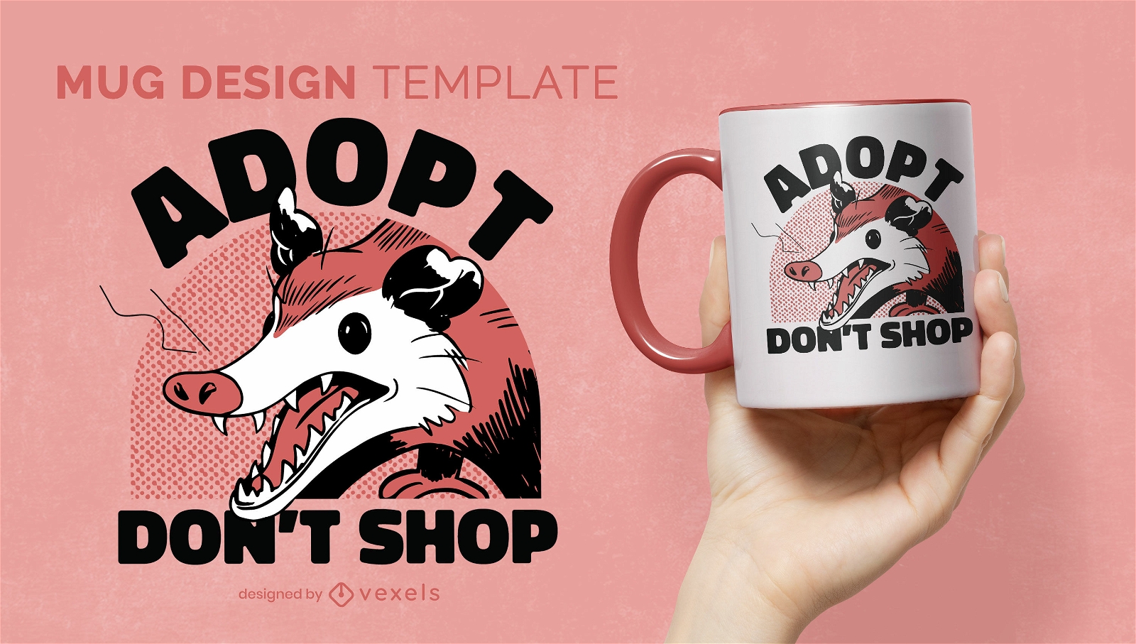 Possum wild animal funny mug template