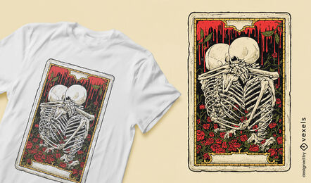 Skeleton Hug Tarot T-shirt Design Vector Download