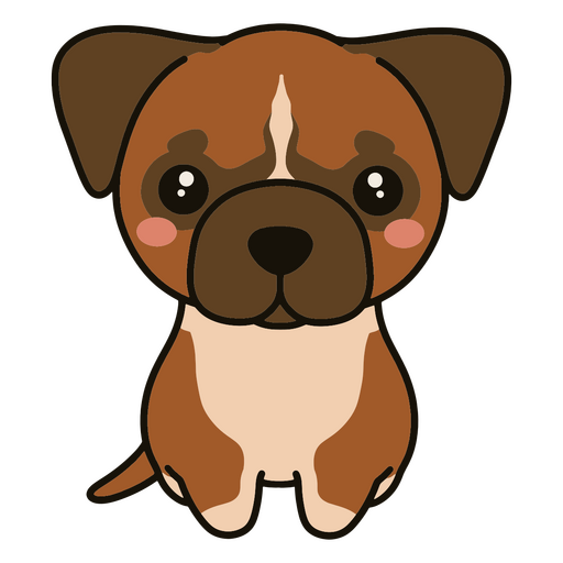 Pequeño perro marrón y blanco sentado Diseño PNG