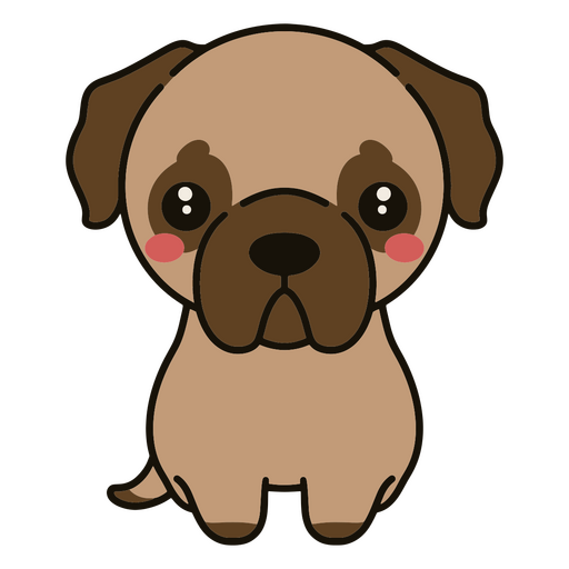 Cão pug de desenho animado kawaii Desenho PNG