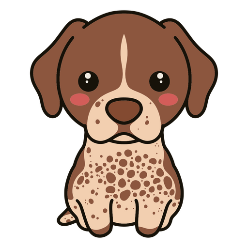 Perro marrón y blanco de dibujos animados sentado Diseño PNG