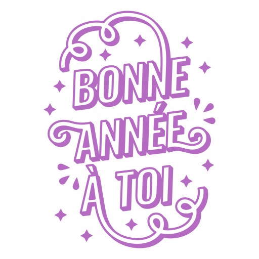 The words bonne annee a toi in purple lettering PNG Design