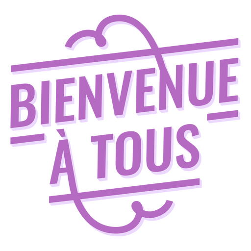 Purple logo with the words bienvenue a tous PNG Design