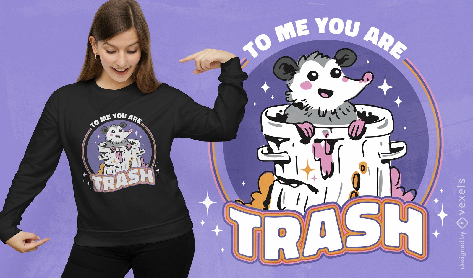Possum in the trash can t-shirt design