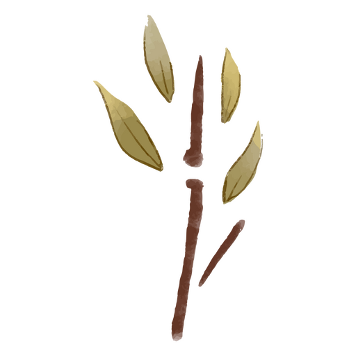 Stick with two leaves on it PNG Design