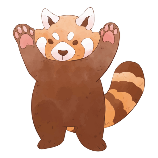 Cartoon red panda is waving his arms PNG Design