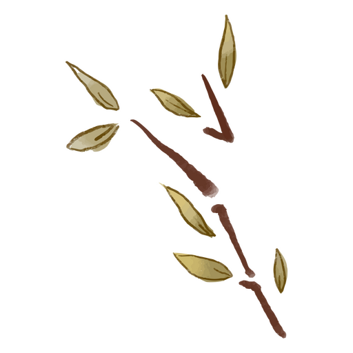 Drawing of a branch with leaves on it PNG Design