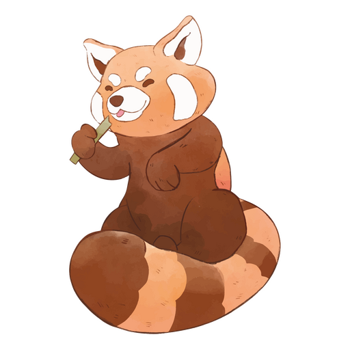 Cartoon red panda eating a stick of bamboo PNG Design