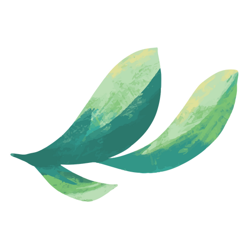 Acuarela de tres hojas verdes. Diseño PNG
