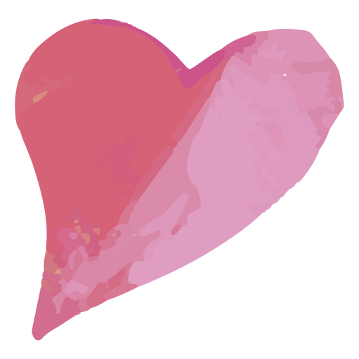 Coração rosa dividido em aquarela Desenho PNG
