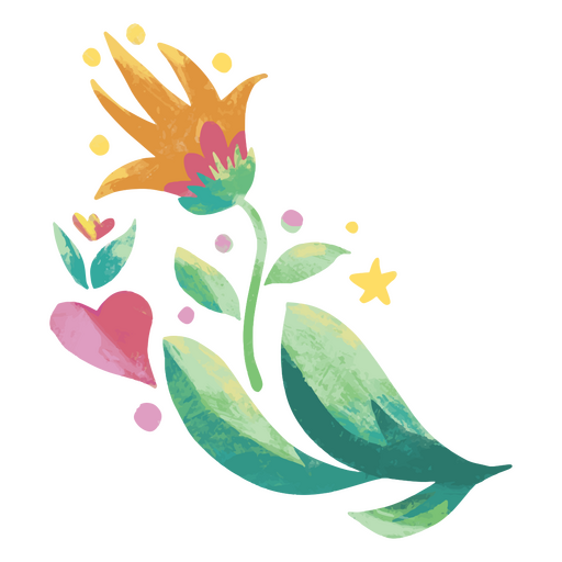 Illustration einer Blume und Blättern PNG-Design