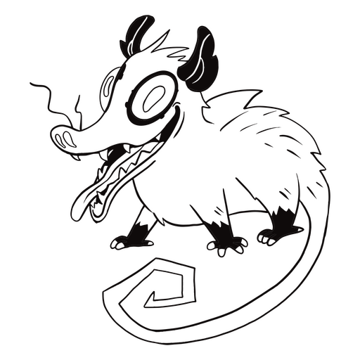 Black and white drawing of a rat PNG Design