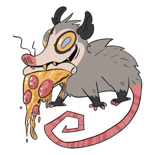 Zarigüeya comiendo una porción de pizza Diseño PNG