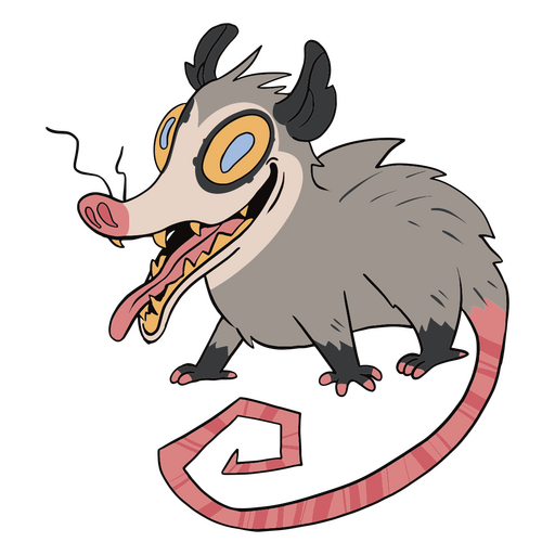 Cartoon opossum with a tongue sticking out PNG Design