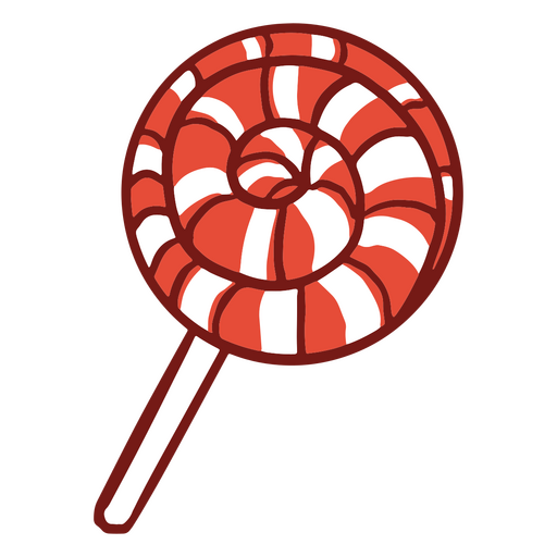 Red and white round lollipop PNG Design