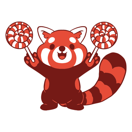 Red panda holding a lollipop PNG Design