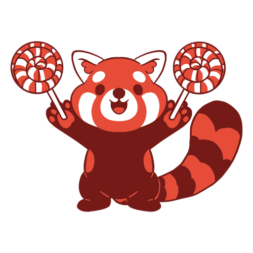 Roter Panda hält einen Lutscher PNG-Design