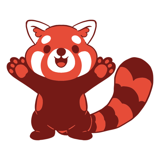 El panda rojo agita los brazos en el aire. Diseño PNG
