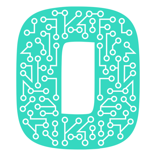 The letter o is made up of circuits PNG Design