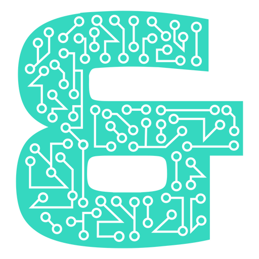 La letra g está formada por circuitos. Diseño PNG
